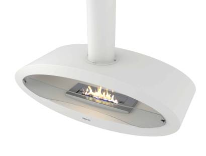 Ceiling-mounted bioethanol fireplace in white finish