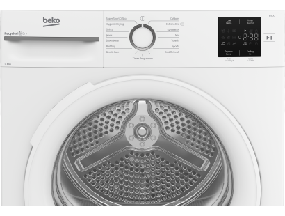 Close up of the control panel on the Beko 8kg heat pump dryer