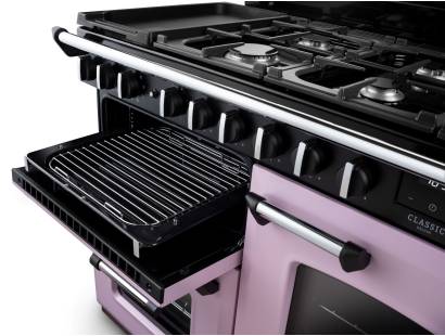 Close up of the pullout grill on the Rangemaster 110cm classic deluxe dual fuel range cooker