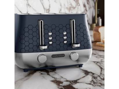 Close up view of the contros on the Morphy Richards 243021 Cassini 4-Slice Toaster