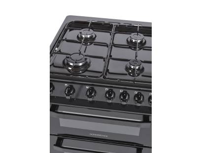Close up view of the gas hob and controls 
