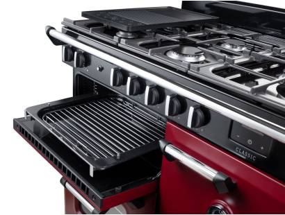 Close-up of Rangemaster Classic 100 cooker control dials and white LED display