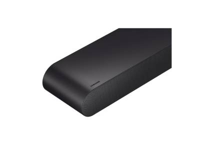 Close-up of Samsung HW-S50BXU soundbar controls and speaker grille