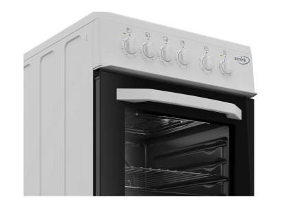 Close-up of Zenith ZE503W oven controls and mechanical dials