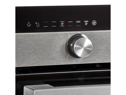 Close-up of pop-out rotary control knobs and push-button panel