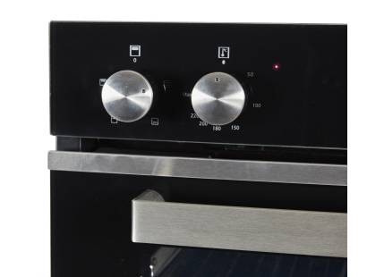 Close-up of rotary knobs showing cooking mode icons