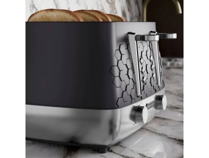 Close-up of variable browning controls on Morphy Richards 4-slice toaster