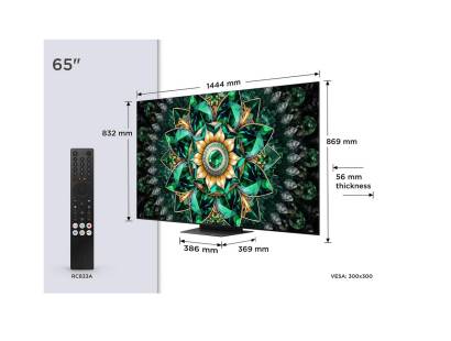 Dimensions of the  TCL 65Q7C-UK TV