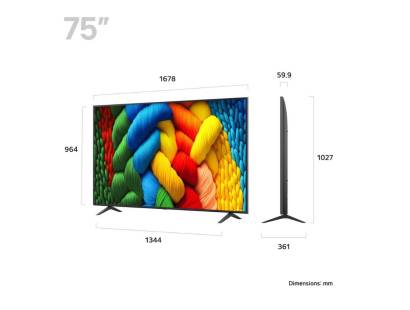 Dimensions of the LG 75NANO80A6B 75-inch TV