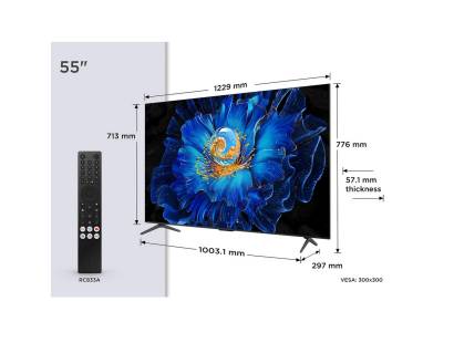Dimensions of the TCL 55C6KS-UK 55 inch TV