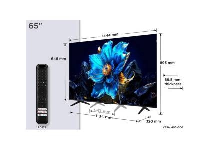 Dimensions of the TCL 65 inch QLED TV