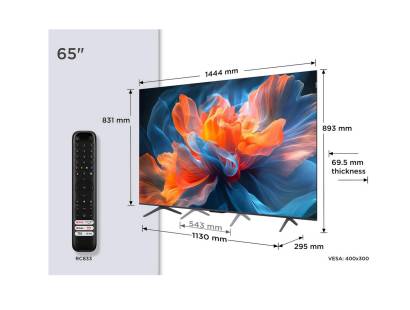 Dimensions of the TCL 65T8C-UK 65 inch TV