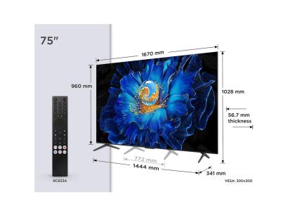 Dimensions of the TCL 75C6KS-UK 75  inch TV