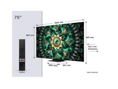 Dimensions of the TCL 75Q7C-UK TV