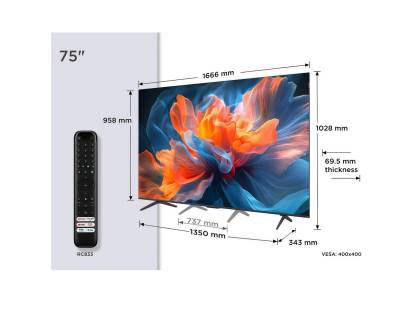 Dimensions of the TCL 75T8C-UK 75 inch Smart TV