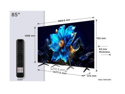 Dimensions of the TCL 85P7K-UK Google TV