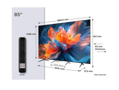 Dimensions of the TCL 85T8C-UK TV