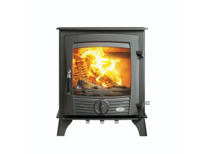 Druid Boiler Stove in matt black finish with large glass viewing window