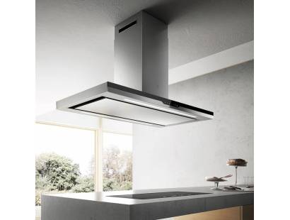 Elica Meteorite 120cm Island Cooker Hood - Stainless Steel & Black
