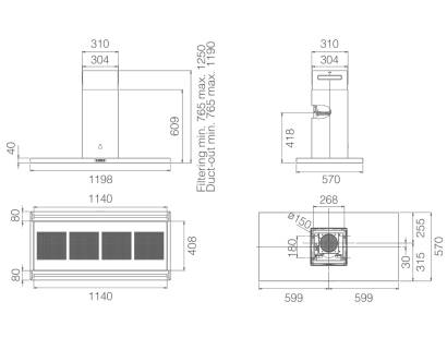 Elica Thin 120cm Island Dimensions