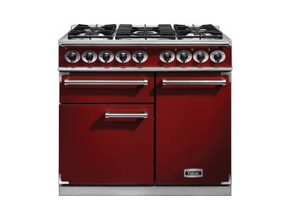 Falcon F1000DXDFRDNM - 1000 Deluxe Dual Fuel Cherry Red Nickel Range Cooker 98640