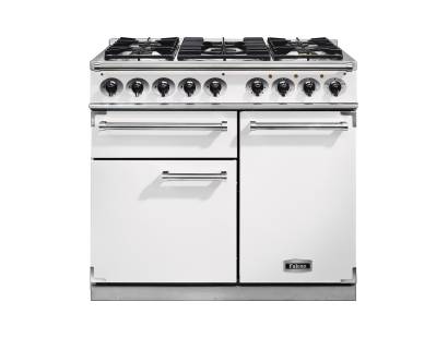 Falcon F1000DXDFWHNM - 1000 Deluxe Dual Fuel White Nickel Range Cooker 98650