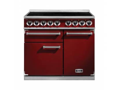 Falcon F1000DXEIRDN-EU - 1000 Deluxe Electric Induction Cherry Red Nickel Range Cooker 100140