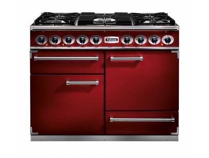 Falcon F1092DXDFRDNM - 1092 Deluxe Dual Fuel Cherry Red Nickel Range Cooker 87030