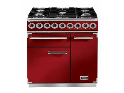 Falcon F900DXDFRDNM - 900 De Luxe Dual Fuel Cherry Red Nickel Range Cooker 87080