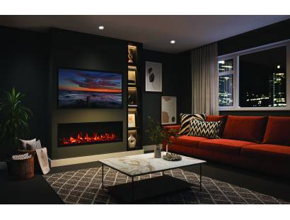 Fire FX Atmos 135R wide electric fire installed in media wall