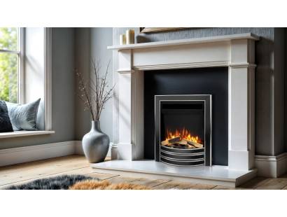 Flavel hearth inset electric fire black and chrome finish