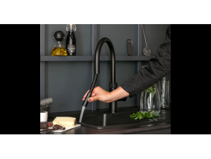 Flex Black Quooker Front Tap with hot, cold and boiling water