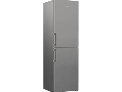 Freestanding Indesit silver fridge freezer with top fridge compartment