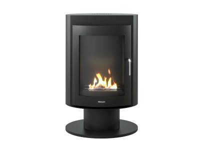 Freestanding bioethanol stove with curved modern design