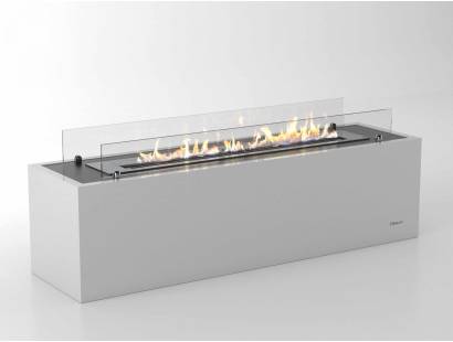 Freestanding modern bioethanol fire with clean flame design