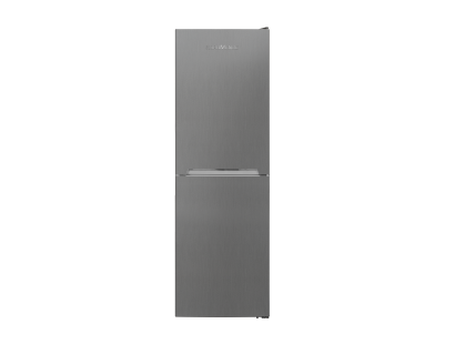 Front open view of NordMende RFF60405SL fridge freezer in a silver finish
