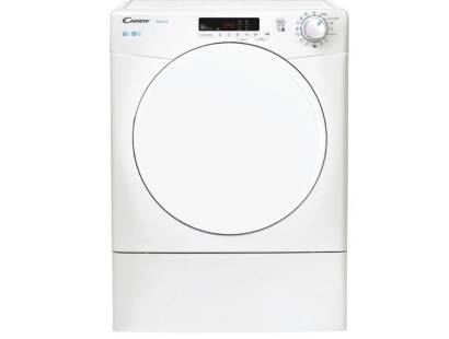 Front view of Candy CSEV9DF-80 9kg vented tumble dryer in white