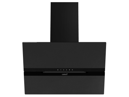 Front view of Culina CATAGM60MB 60cm angled cooker hood with matt black glass and hidden controls