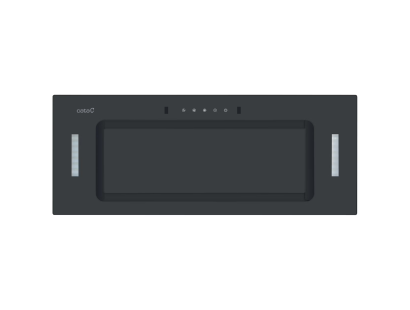 Front view of Culina CATICON52BK 52cm black glass canopy cooker hood with touch and gesture sensor controls