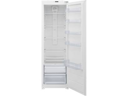 Front view of Culina FFTL60E integrated tall larder fridge with glass shelves and salad crispers