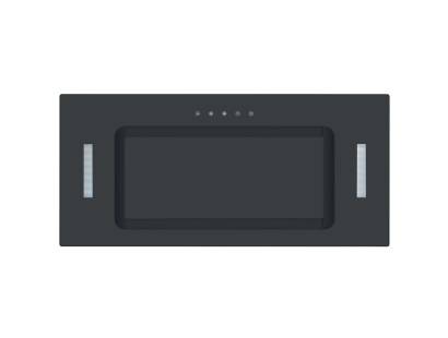 Front view of Culina UBICON52BK.1 52cm black glass canopy cooker hood with touch controls and LED lights