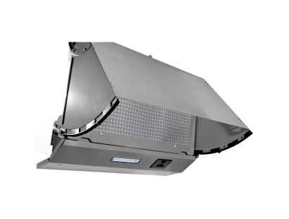 Front view of Culina UBINTD60SV.2 60cm integrated silver cooker hood with black slider controls