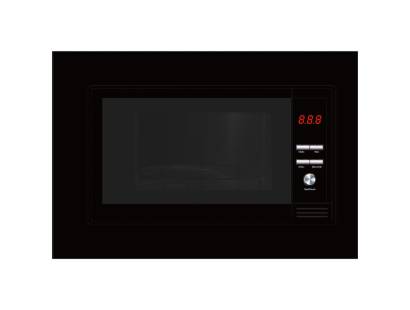 Front view of Culina UBMICL20BK.1 built-in microwave in black with LED display and push-button controls