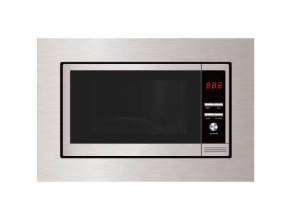 Front view of Culina UBMICL20SS.1 built-in microwave in stainless steel with LED display and push-button controls