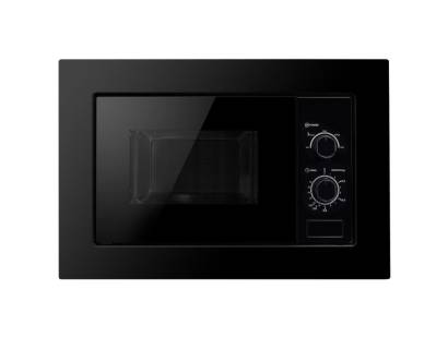 Front view of Culina UBPBK20LC.1 built-in microwave in black with rotary dial controls