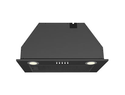 Front view of Culina UBSCAN52BK 52cm black canopy cooker hood with chrome push button controls