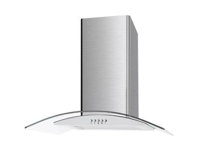 Front view of Culina UBSCG70SS 70cm stainless steel curved glass cooker hood with push button controls