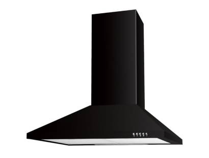 Front view of Culina UBSCH60BK.1 60cm black chimney cooker hood with push button controls
