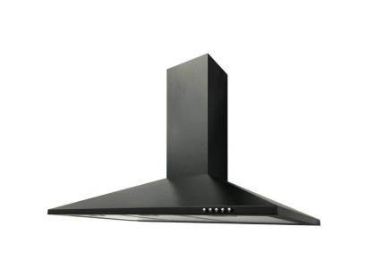 Front view of Culina UBSCH90BK.1 90cm black chimney cooker hood with push button controls