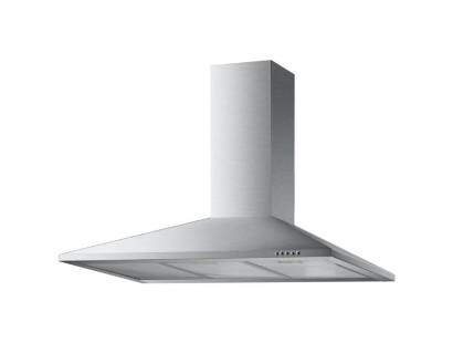 Front view of Culina UBSCH90SS.1 90cm stainless steel chimney cooker hood with push button controls